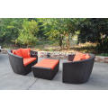 3pcs orange rattan aliminum frame sofa set